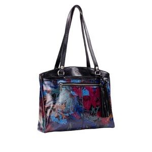 Patricia Nash Blue Forest Poppy Tote Leather Bag